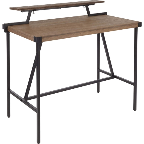 Gia 49" Counter Dining Table in Brown Grain Bamboo & Black Metal